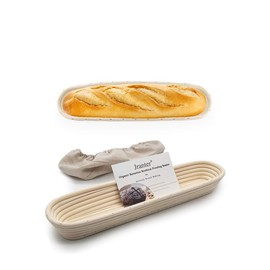 15 inch Baguette Banneton Proofing basket set of 2 - Bread Basket Proofing Bowls for Baguette Fermentation Bread Dough Sour with Beautiful Pattern and Shape