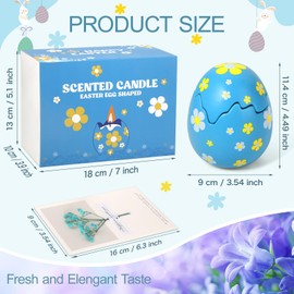 Easter Egg Scented Candle - Easter Gifts for Women, Bluebell Scented Candle with Natural Wood Wick, Basket Stuffers Spring Home Decor Indoor Table Decorations, 8.8oz, Blue