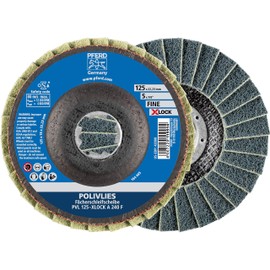 PFERD Polivlies fan disc, 5 pieces, 125 mm, A240, fine, X-LOCK (22.23 mm), 44694213 - for quick and comfortable tool changes