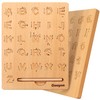 Coogam Wooden Letters Practicing Board, Double-Sided Alphabet Tracing Tool Learning