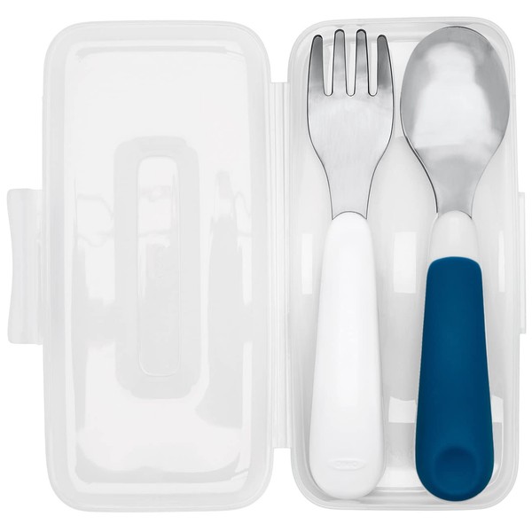 OXO Tot On-The-Go Fork And Spoon Set - Navy