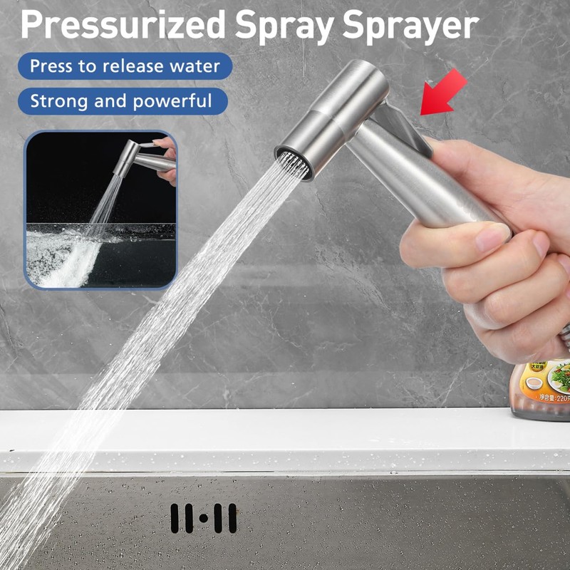 Operitacx Sink Sprayer with Hose, Universal Pull Out 304 Stainless