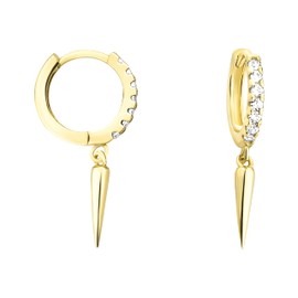 SOFIA MILANI - Women's Earrings 925 Silver Hoop Earrings with Lace, Yellow Gold, Cubic Zirconia