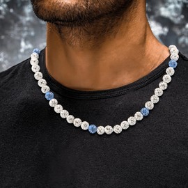 LANWLOSI Baseball Ice Necklace for Men Bling Baseball Beaded Necklace Sparkle Rhinestone Baseball Necklace Adjustable Baseball Bling Necklace Jewelry for Phillies Baseball Team Lovers