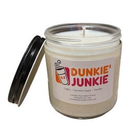 Highly Scented Dunkie Junkie Candle - Pet Friendly - Coffee Candle - All Natural - Hand Poured. (16 oz)