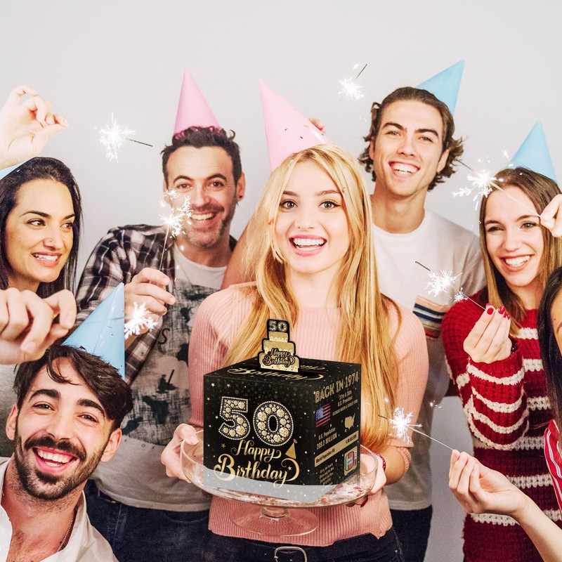 50th Birthday Surprise Gift Box, Happy Birthday Money Gift Boxes