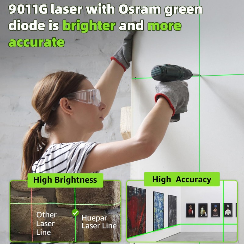 Huepar Laser Level, 100Ft Self Leveling Green Cross Line Laser
