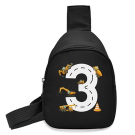 QBZHWN Small Sling Bag Crossbody Bag, 3rd Birthday Construction Mini Crossbody Bag, Kids Birthday Graduation Gift for 3-8 Year Old Boys, Fanny Packs with Ajustable Strap for Travel Outdoor Sports