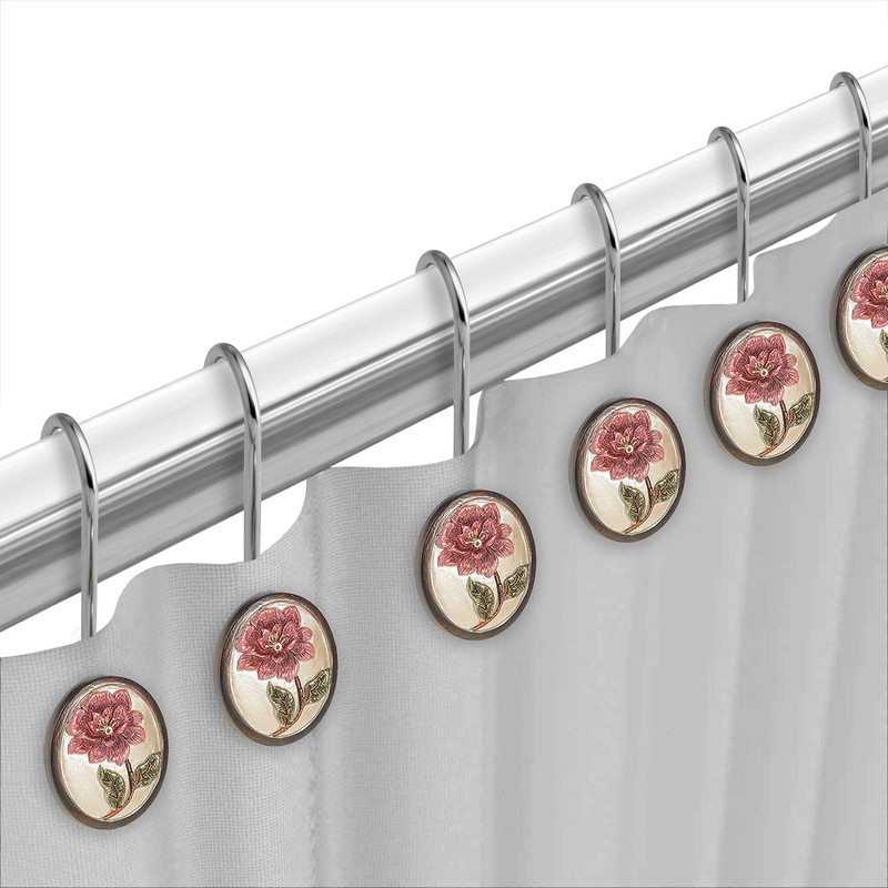 Popular Bath Shower Curtain Hooks, Larrisa Collection, Set of 12,