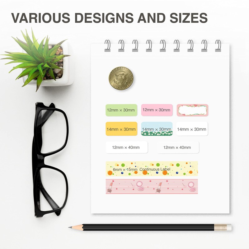SUPVAN E10/16 Label Tape, Thermal, Multi-Purpose Labels for Home, School,