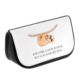 Mr. & Mrs. Panda Cosmetic Bag Sloth with Child, White, Hand Drawn