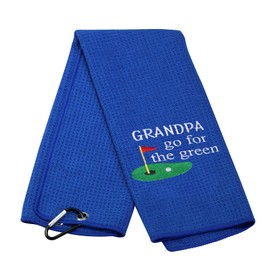 MEIKIUP Grandpa Golf Towel Dad Golf Towel Embroidered Golf Towel Golf Papa Father Sport Towel with Clip Grandpa/Dad Go for The Green (Grandpa Go for The Green-)