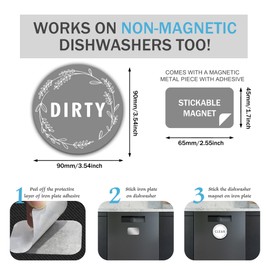 Zephyraxis Dishwasher Magnet Clean Dirty Sign | Branch Magnetic Dishwasher Sign | White & Gray Double-Sided Clean/Dirty for Dish Washers | Easy to Read Work on All Dishwasher