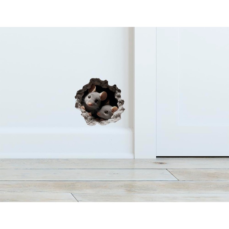 Starripon Cute Mouse in the Hole Wall Stickers, Set of