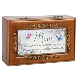 Cottage Garden Mom Times Together Priceless Woodgrain Embossed Rose Petite Music Box Plays Wind Beneath My Wings