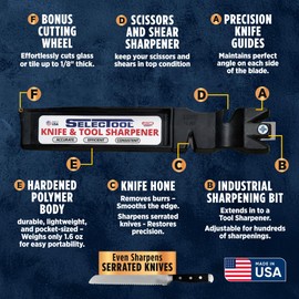 3 PCS Original SELECTOOL Knife & Tool Sharpener | Automatic Alignment Works on Any Edge Since 1963 - Manual Pocket Knife Sharpener Tool, Quick Sharpening for Kitchen Knives, Blades, Scissors -USA Made