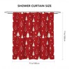 AIBIIN Red Christmas Shower Curtain Xmas Tree Snowflakes Bath Curtains