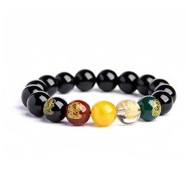 JANKINGS Vermillion Stone Feng Shui Bracelet - Five Elements Wealth and Protection Jewelry, Brings Prosperity Energy, Spiritual Gift for Men and Women (12mm Beads)