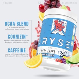 Ryse Element Series BCAA Focus, Hidratacion, enfoque, con BCAAs, Cafeina, & Electrolitos,30 porciones (Kool Aid Punche Tropical)