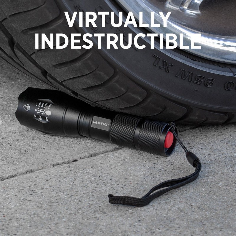 Gracetop LED Tactical Flashlight T6 Adjustable Light Lamp with 5