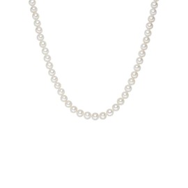 Valero Pearls Women's Pearl Necklace Freshwater Cultured Pearls 7-8 mm White Potato Shaped 925 Sterling Silver Pearl Necklace with Real Pearls, Silver, Pearl