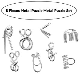 8 Pcs Metal Puzzles for Adults,Metal Brain Teaser Puzzles,Brain Teaser Wire Puzzle,IQ Challenge Puzzle Set,for Intelligence Development,Relaxation,Stress Relief And for Adults Engaging IQ Challenge