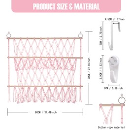 Stuffed Animal Net or Hammock Large Corner Storage for Plushies Stuffed Animals Zoo Wall Hanging Organizer Holder for Toy Hammock, Space-Saving Kids Nursery Decor (Pink)