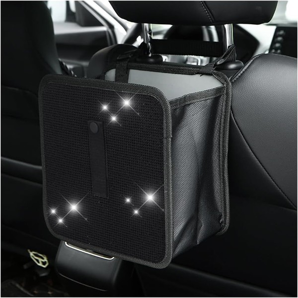 TSUGAMI Car Foldable Trash Can, Bling Rhinestone Crystal Auto Hanging