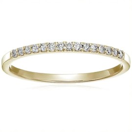 VIR JEWELS 1/8 cttw Petite Round Diamond Wedding Band for Women 10K Yellow Gold Prong Set, Size 9