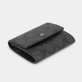 Coach CY999 QBMI5 Men's Wallet Coin Case (Charcoal x Black) Signature [Outlet]