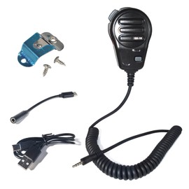 HYSHIKRA PTT Wired Microphone for ZELLO App - iOS & Android Compatible w/ 800mAh Battery, Charging Cable, Type-C Adapter, Mic Bracket - Push-to-Talk for Clear Communication