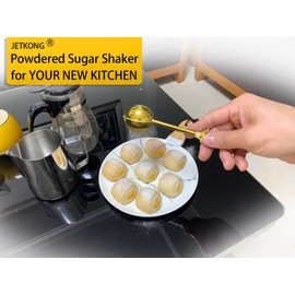 JETKONG Baker's Dusting Wand for Sugar, Flour and Spices, Stainless Steel Powdered Sugar Shaker Duster Sifter, Set of 2 (Gold)