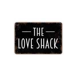 8" x 12" The Love Shack Distressed Black Metal Sign