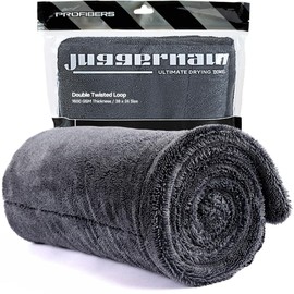 ProFibers Juggernaut 1600 GSM Car Drying Towel, Holds 13 lbs, Extra Large 38x24 Microfiber Drying Towels Car Detailing, Twisted-Loop, Streak/Scratch-Free, 70/30 Blend (Gray)