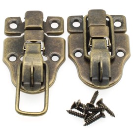 Retro Style Duckbilled Toggle Hasp Latch,LBTODH 2 pcs Antique Toggle Hasp Latch with Padlock Hole for Jewelry Box Cabinet Toolbox Suitcase,with Mounting Screws(Bronze)