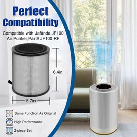 2 Pack JF100 Filter Replacement,Compatible with Jafända JF100 Air Purifier,Part# JF100-RF,3-in-1 Filtration with Pre-Filter, H13 True HEPA and Activated Carbon