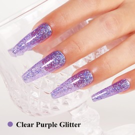 Imtiti Glitter Gel Nail Polish, Clear Purple Iridescent Glitter Gel Polish Diamond Shimmer Sparkle Soak Off UV LED Nail Gel Polish Autumn Winter Gel Polish Manicure Gel Nail Kit 10ML