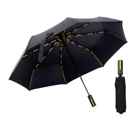 Generisch The Strongest Pocket Umbrella - Strong and Durable, Auto Open/Close, UV Protection, Windproof, Compact for Outdoor Adventures! Umbrella with Glass Cover, Black & Yellow