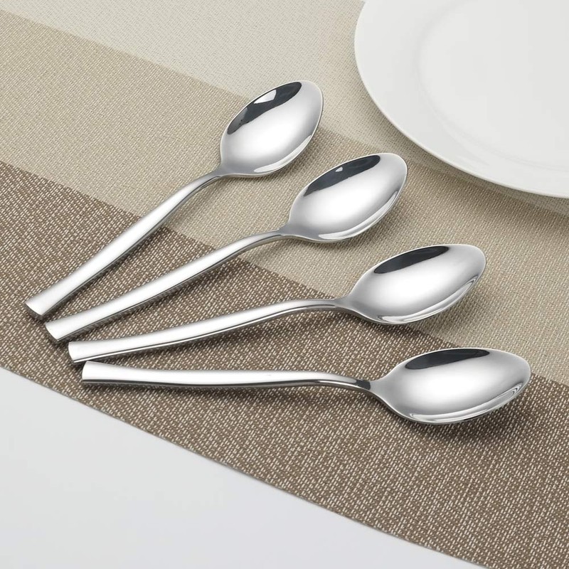 Qskely Cucharas de postre de acero inoxidable de 12 piezas,