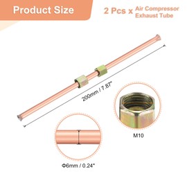 uxcell 2Pcs Air Compressor Exhaust Tube, 3/8" Thread Dia 8" Length Hex Nut Aluminum Tube Air Tube Compressor Hardware Accessories Replacement Parts(Flared Mouth)