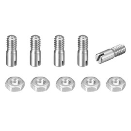 uxcell 5Pcs Slotted Cylindrical Pin, M2 x 6mm 304 Stainless Steel Dowel External Thread Locating Pin Slotted Screw with Nut for Cabinet Furniture Installation (GB878)