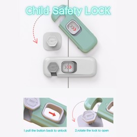 JOKHOO 6 Pcs Baby Locks, Child Safety Lock, Child Proof Lock, Door Locks for Baby Proof, Cabinet Locks with Adhesive, Multi-Purpose for Cabinet,Drawers,Freezer,Oven (Green+White)