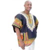 Traditional Print Unisex Dashiki, Black
