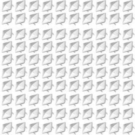 Leliafleury 100Pcs Silver Pyramid Studs 8mm Square Studs Rivets Copper Studs Punk Spike Rivets for Clothing DIY Crafts Bags Leather