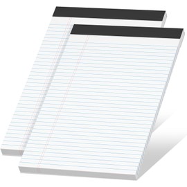 Legal Pads A4 inch Notepad, 2 Pack White Note Pads A4 for Work, Double-Side Printed Lined Paper Pads College Ruled White Notepads 30 Sheets Per Writing Pad for School, Home, Office