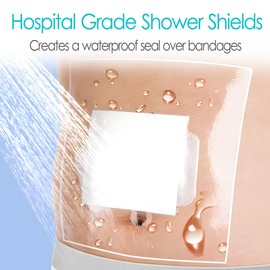 Large Waterproof Bandages with Pad - 10" x 12", 14 Count, Shower Protection for Wound Dressing Incision Stitches Cover Transparent Post Surgical Tape Patches Shower Shields