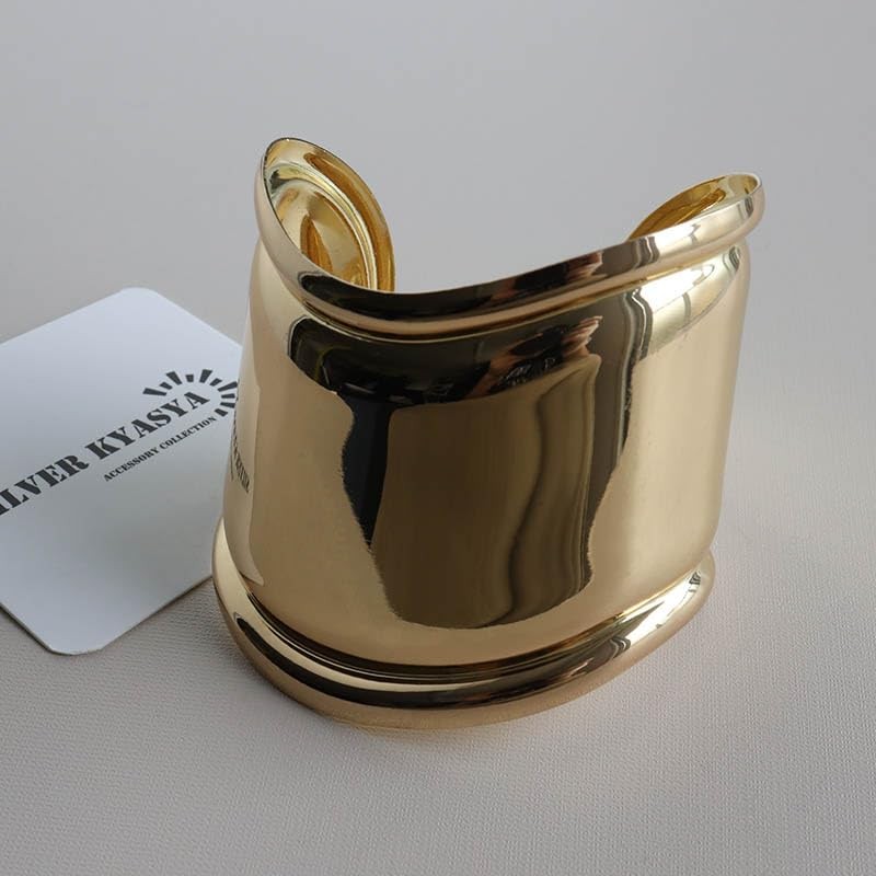 Silver Kyasya Gold Bone Cuff Bangle, Wide, Thin, Thick, Wide,