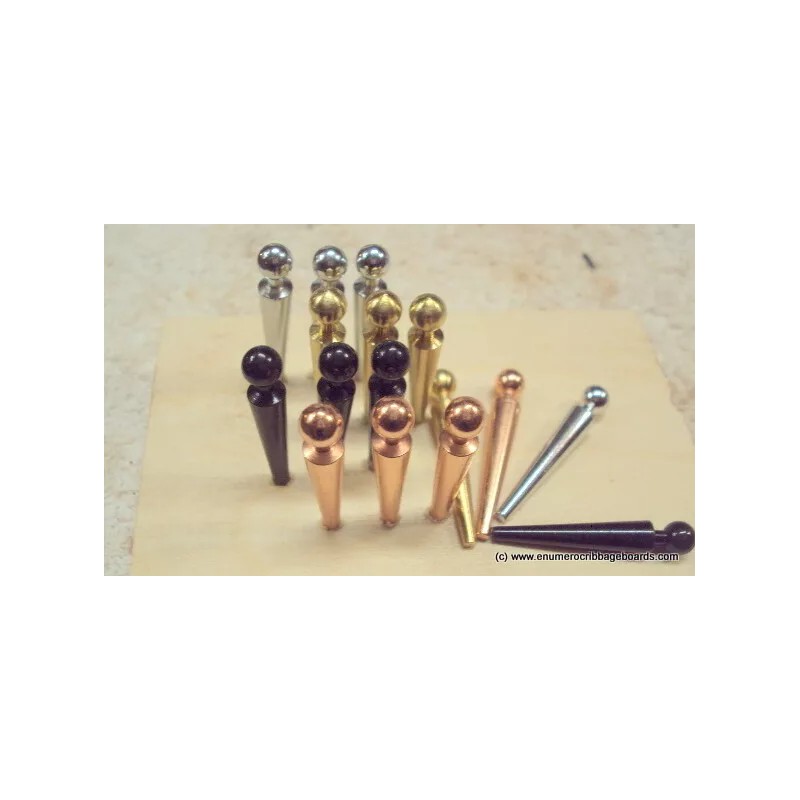 12 1/8" Ball-Top Metal Cribbage Pegs. 4 Colors: Gold, Copper,