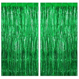 2Pack de Cortinas Metálica con Flecos metálicos de 1 x 2 m Cada una | Cortina Brillante para Cumpleaños, Fiesta de Bodas, Decoraciones navideñas, Año Nuevo, etc (Verde)