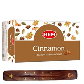 HEM Cinnamon Premium Incense Sticks, Full Pack of 12, Each 15 gms with DHS incense stick holder for Yoga, Meditation, Healing, Spirituality, Aromatherapy, Incense Spa and Relaxation…